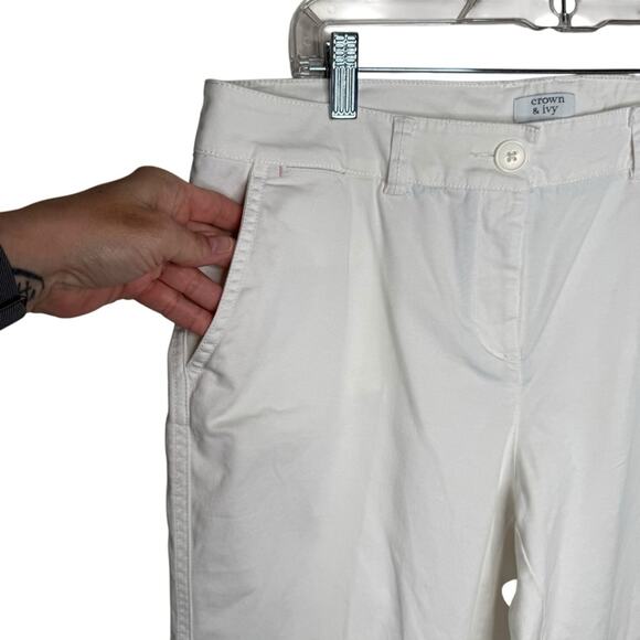 Crown & Ivy Charlotte Pants Tan Flat Front Size 10 - Picture 2 of 13